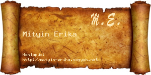 Mityin Erika névjegykártya